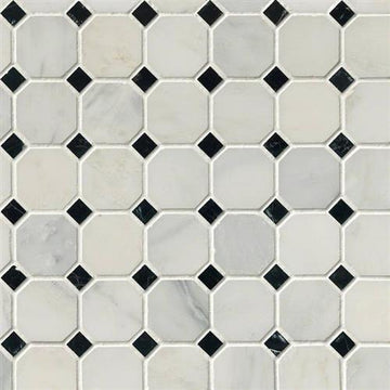 Arabescato Carrara - Black White Octagon