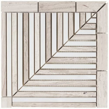 Linear Corner Piece Asian Statuary Wooden Beige