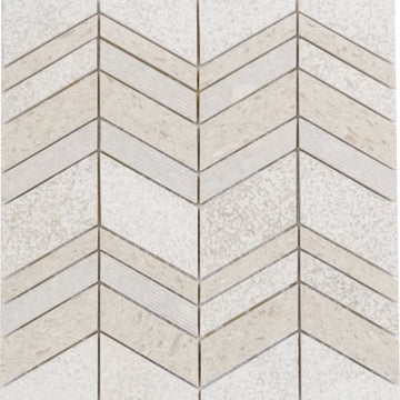 Ivory Chevron Mosaic 12"x12"