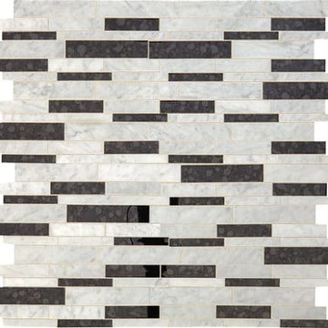 Carrara White/Black Ant Mirror Random Linear