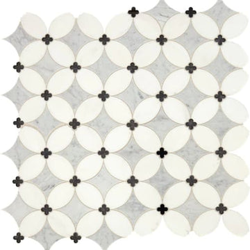 Carrara/Thassos/Blk Ant Mirror Petal