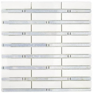 Bamboo Pattern White Thassos Blue Celeste Line