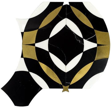Nero Marquina, W/ White Thassos And Brass