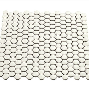 White Circle Mosaic 1"x1" Gloss