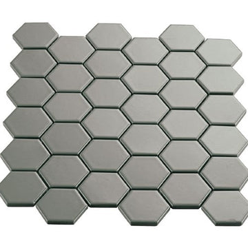 Grey Hexagon Mosaic 2"x2" Matte