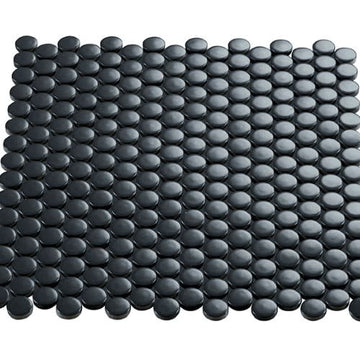 Dark Grey Circle Mosaic 1"x1" Gloss