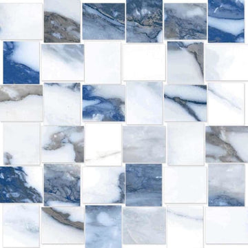 Blue Polished - Basketweave Mosaic