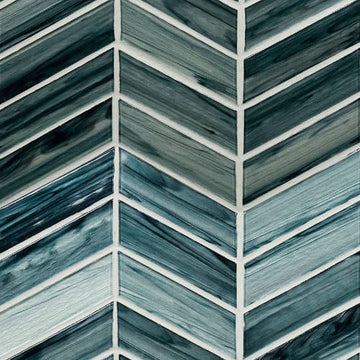 Midnight Blue Ombre Chevron Tile