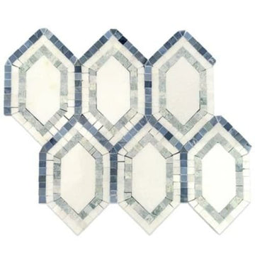 Thassos Long Hexagon With Ming Green Thassos Lin Blue