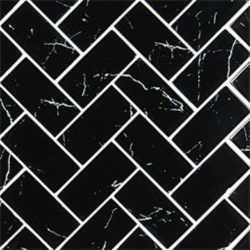 Marquina Glass 2x4 Herringbone