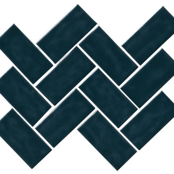 Dark Blue Mosaic Herringbone